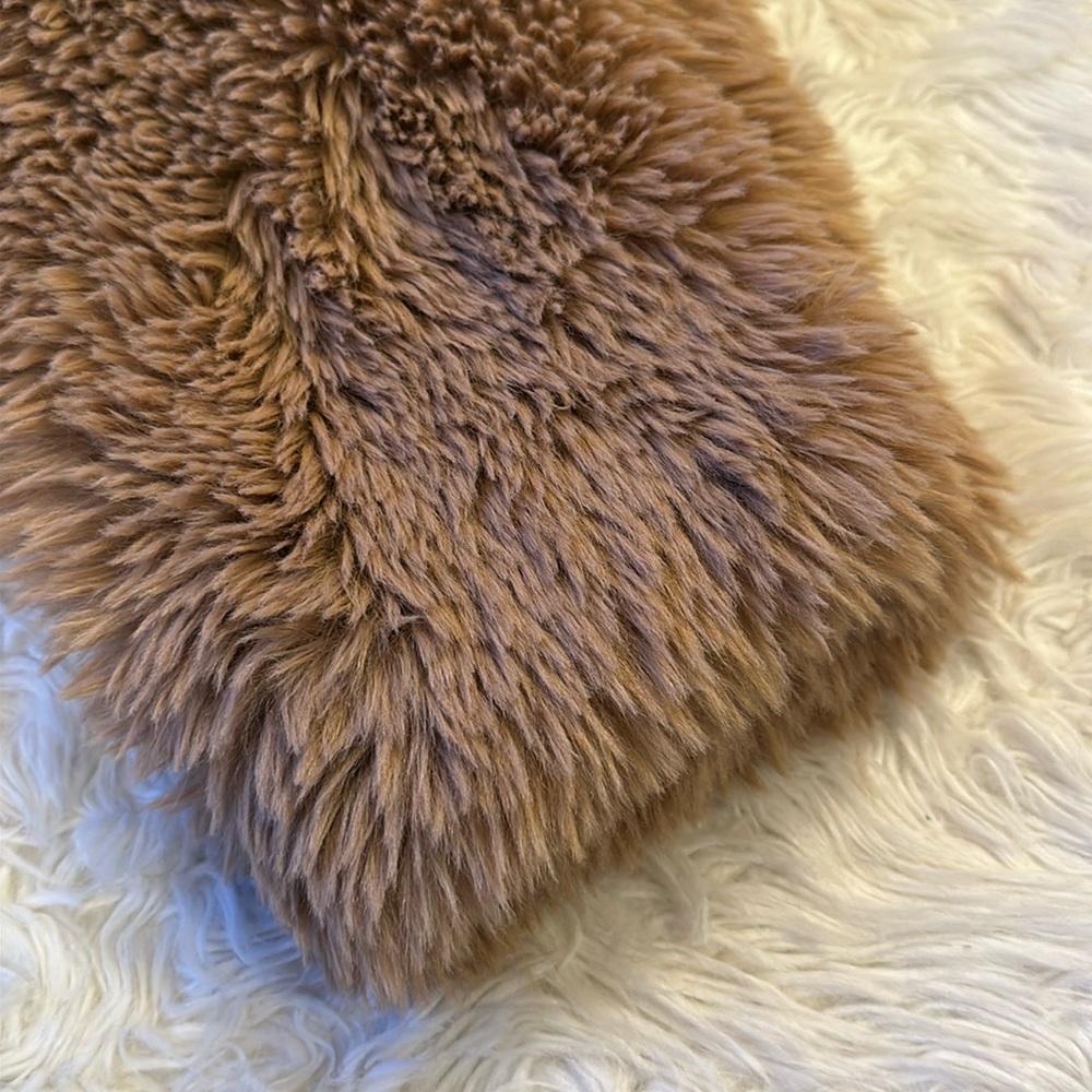 NWT Abercrombie & Fitch Drama Collar Faux Fur tan coat XL - Picture 11 of 13